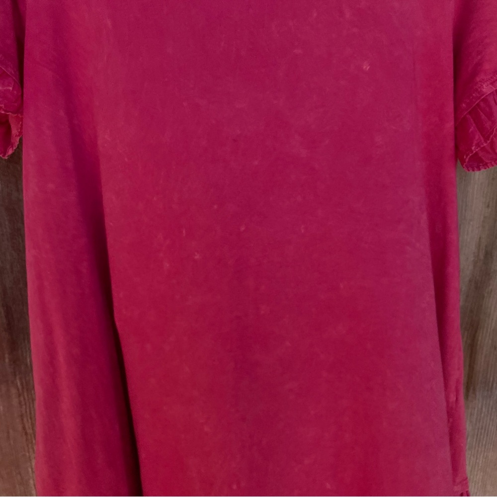 Altar'd State Ruffled Hem Short Sleeve Pink Top.  Size Large - Picture 5 of 15